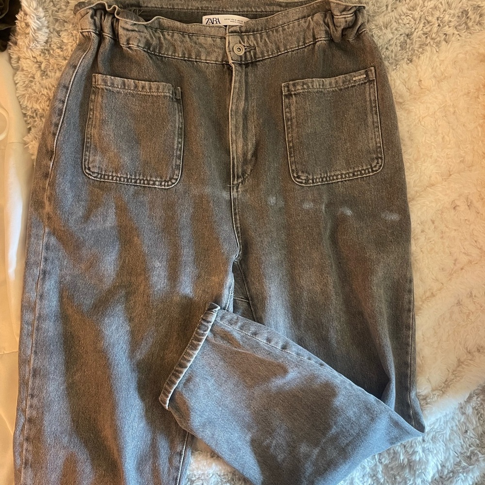 Zara gray/black paper bag waist jeans